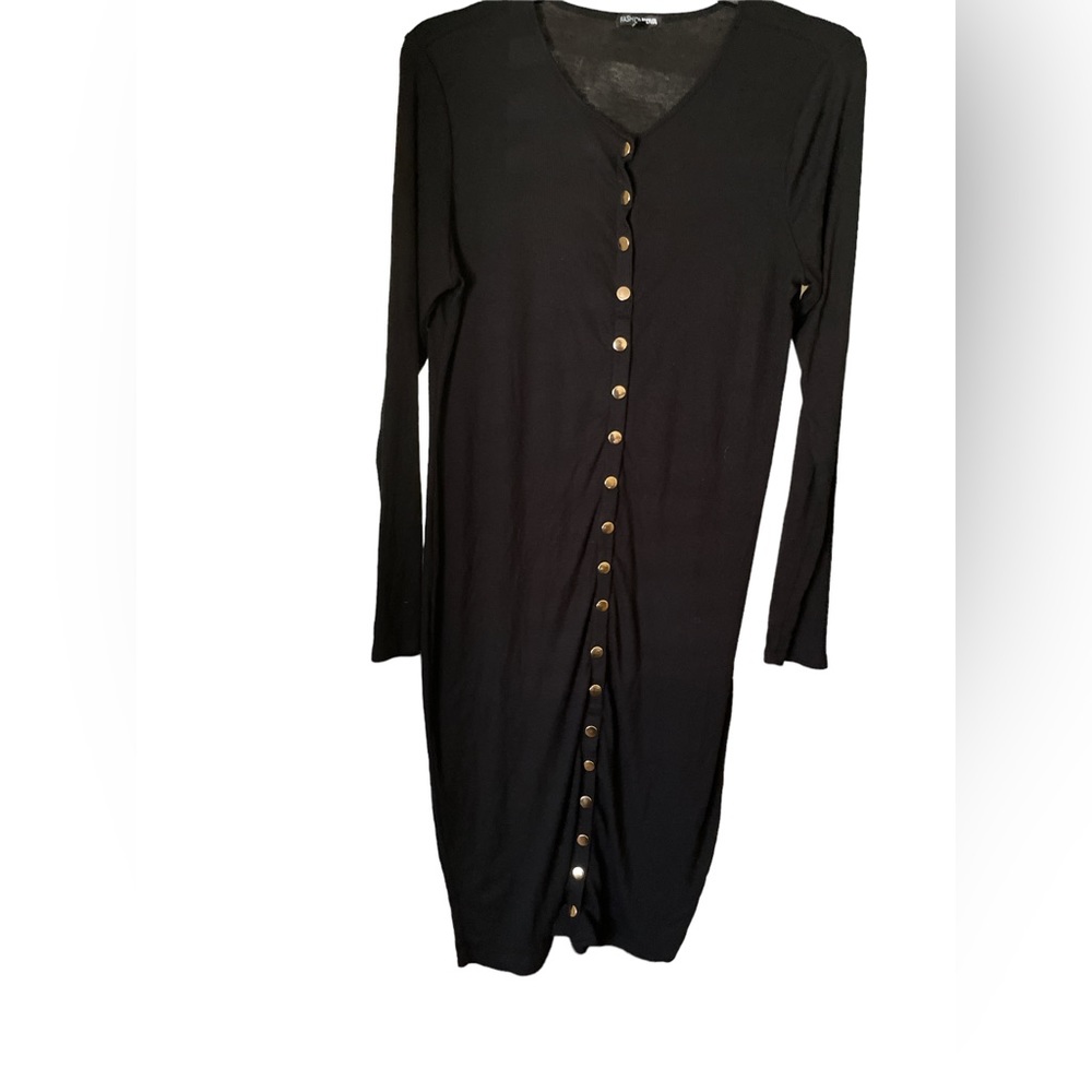 Fashion Nova Black Dress with Gold buttons-sz 2X never worn; Send best offer!!